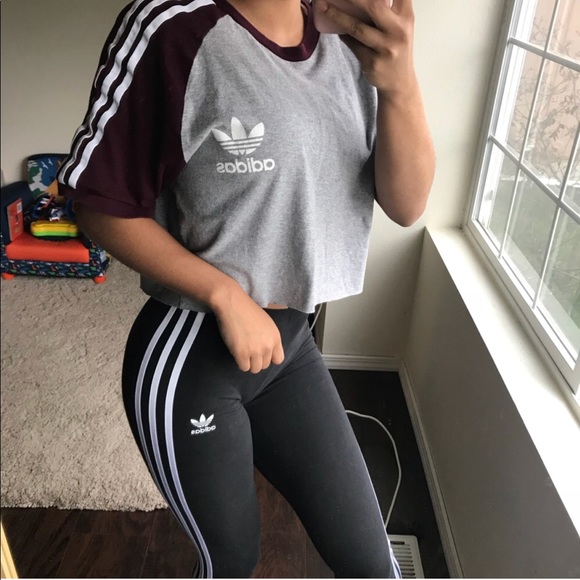adidas Tops - Burgundy Adidas Crop Top